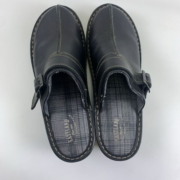 Eastland Mae Mule Black Leather Buckle Slip On Clog Comfort Round Toe Womens 11 - Picture 7 of 13